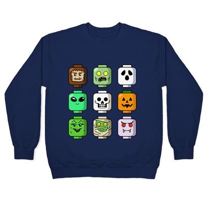Halloween Zombie Block Heads Crewneck Sweatshirt