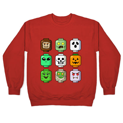 Halloween Zombie Block Heads Crewneck Sweatshirt