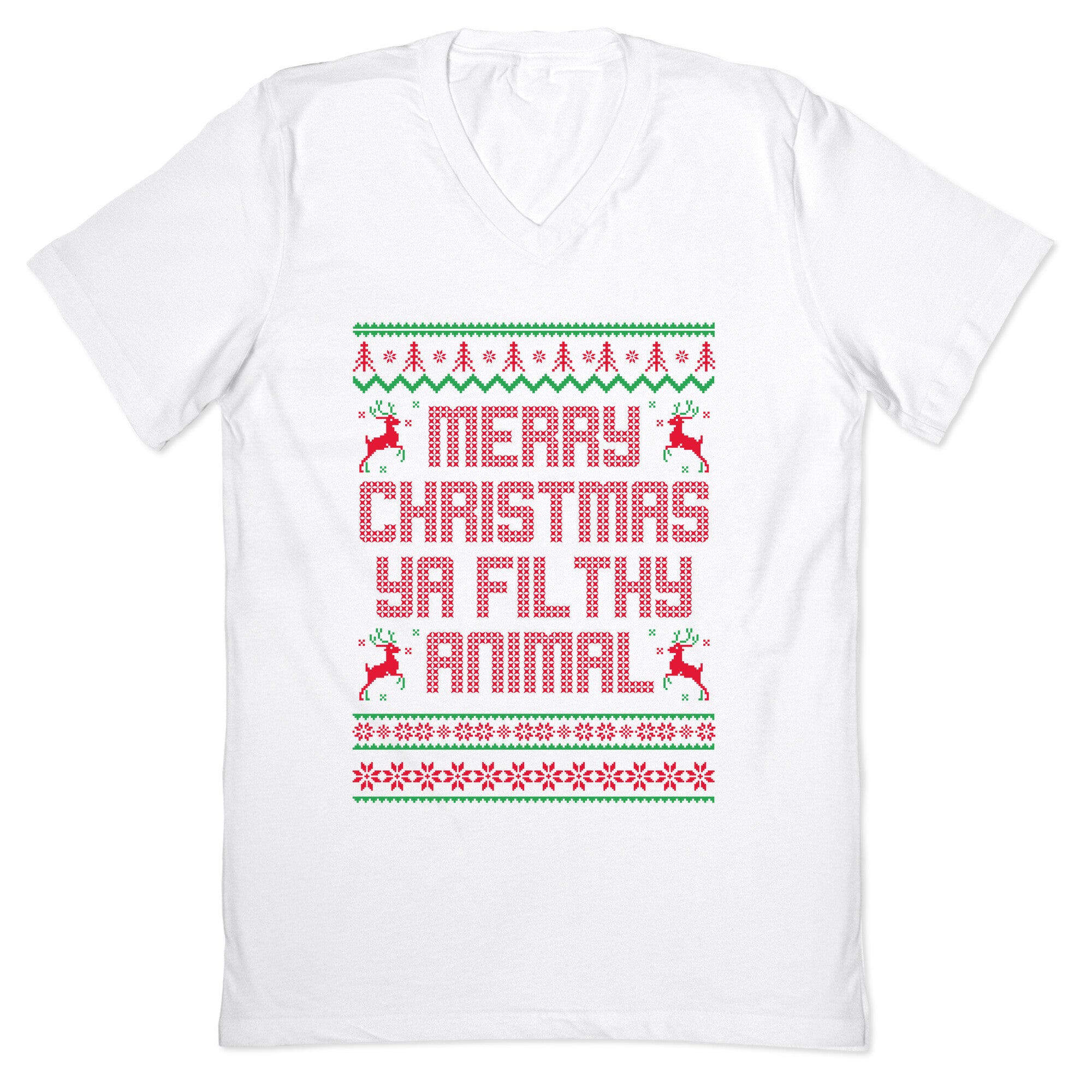 Merry Christmas Ya Filthy Animal V-Neck