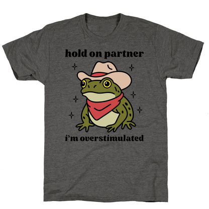 Hold on Partner, Im Overstimulated Unisex Triblend Tee
