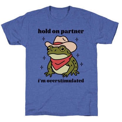Hold on Partner, Im Overstimulated Unisex Triblend Tee