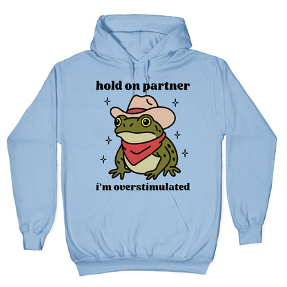 Hold on Partner, Im Overstimulated Hoodie