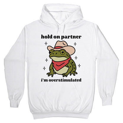 Hold on Partner, Im Overstimulated Hoodie