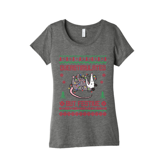 Overstimulated but Festive Womens Triblend Tee