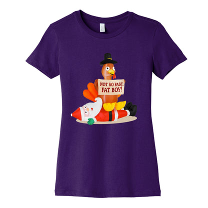 Santa Versus Turkey Womens Cotton Tee