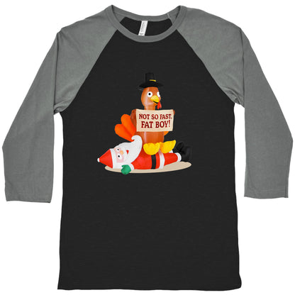 Santa Versus Turkey Baseball Tee