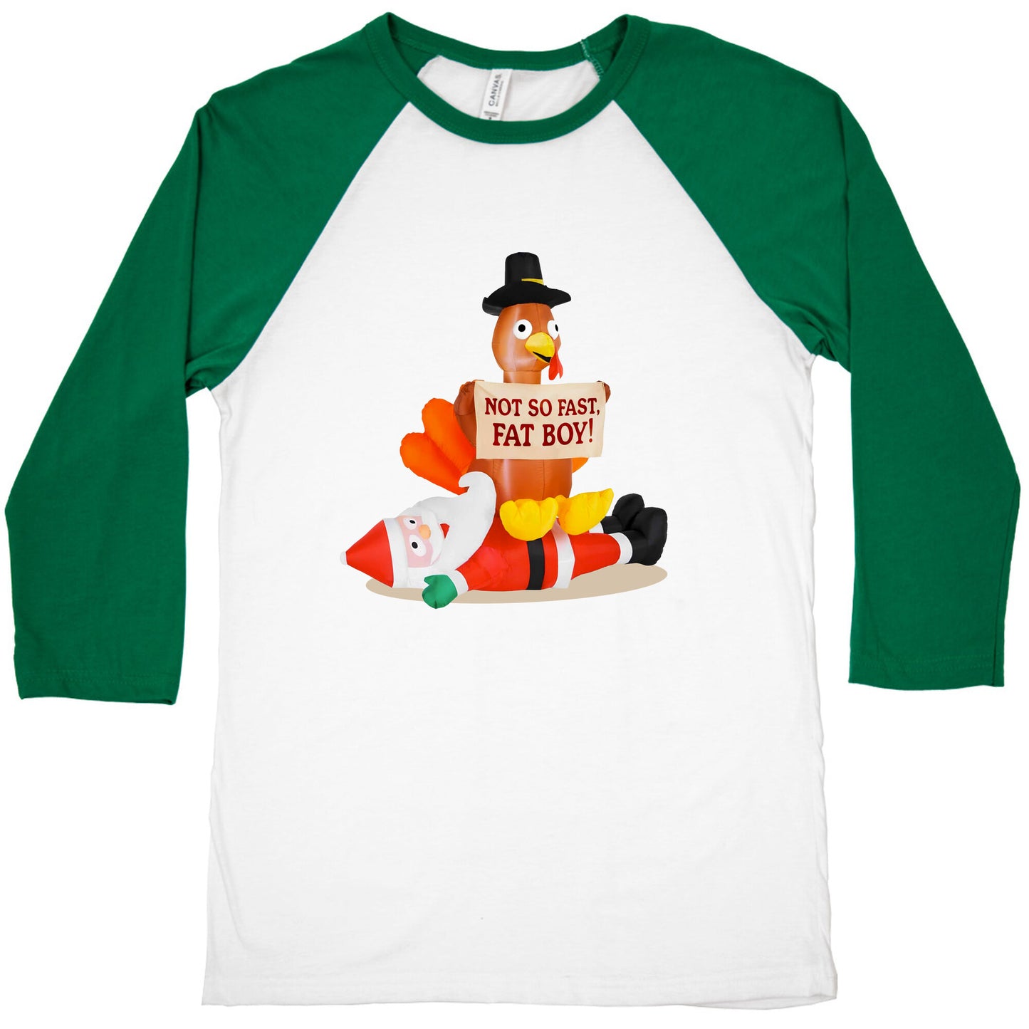 Santa Versus Turkey Baseball Tee