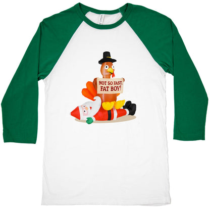 Santa Versus Turkey Baseball Tee