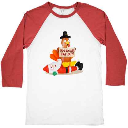 Santa Versus Turkey Baseball Tee