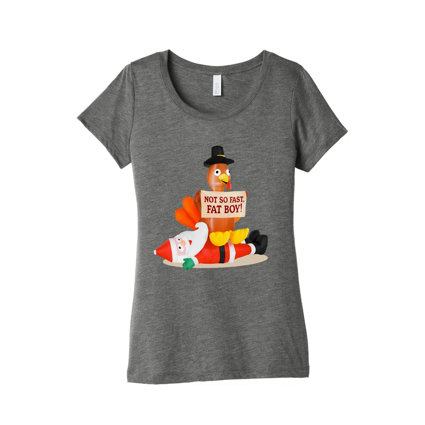 Santa Versus Turkey Womens Triblend Tee