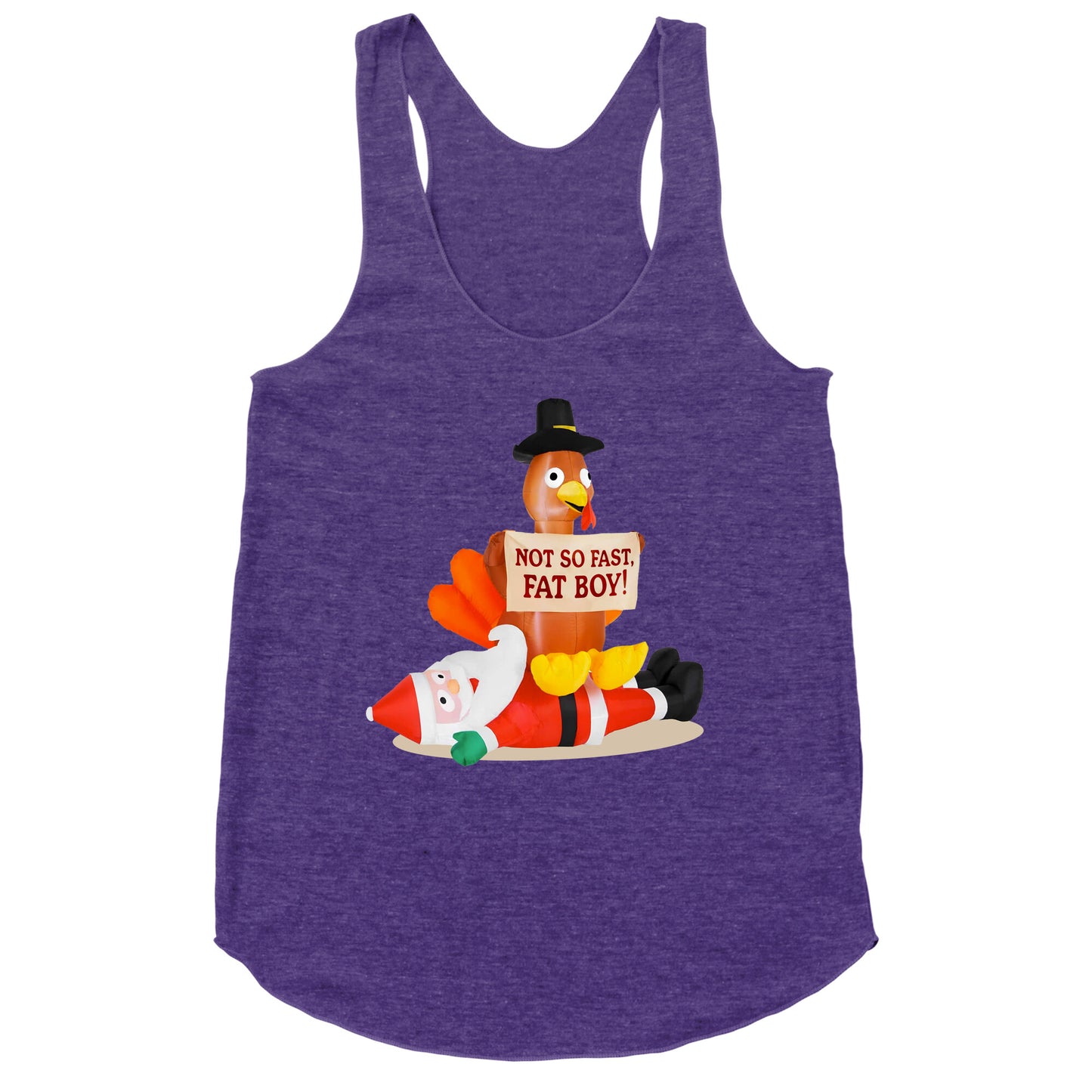 Santa Versus Turkey Racerback Tank