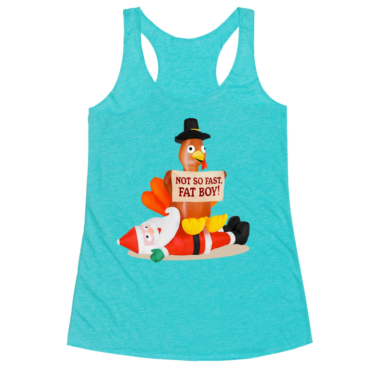 Santa Versus Turkey Racerback Tank