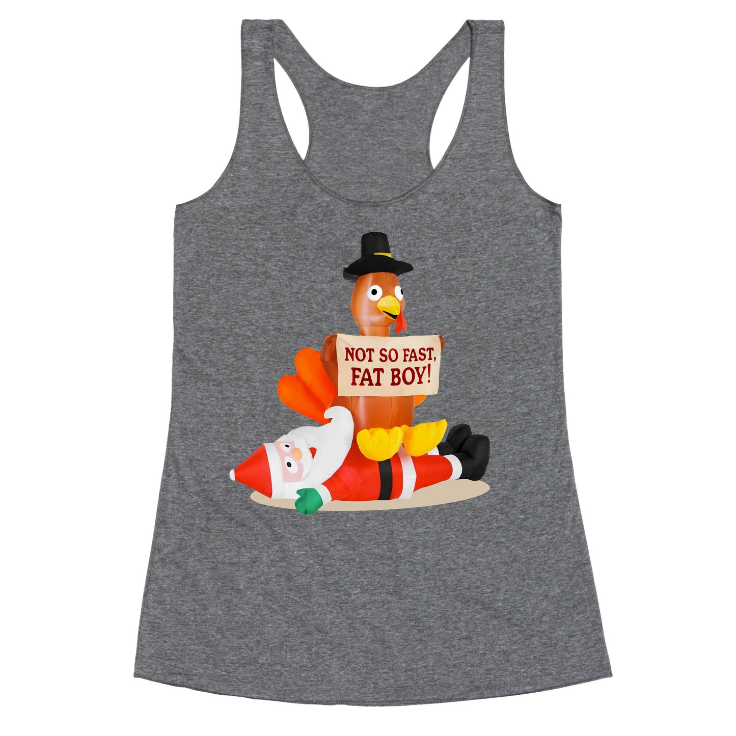 Santa Versus Turkey Racerback Tank