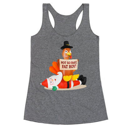 Santa Versus Turkey Racerback Tank