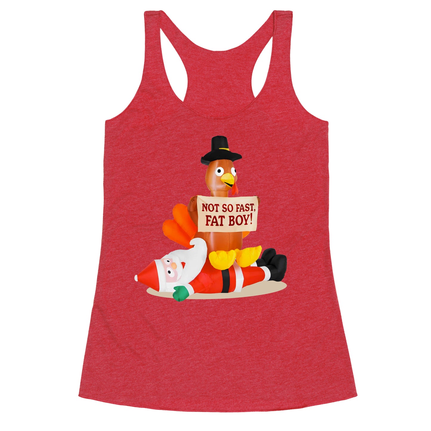 Santa Versus Turkey Racerback Tank
