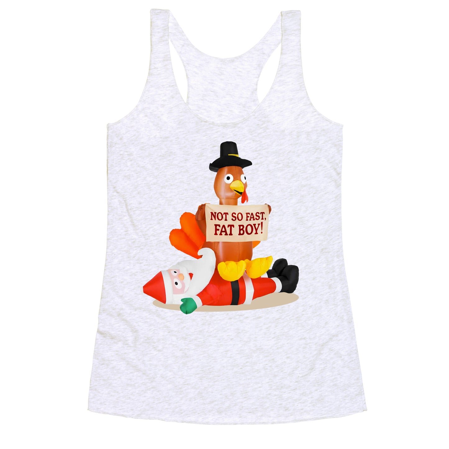 Santa Versus Turkey Racerback Tank