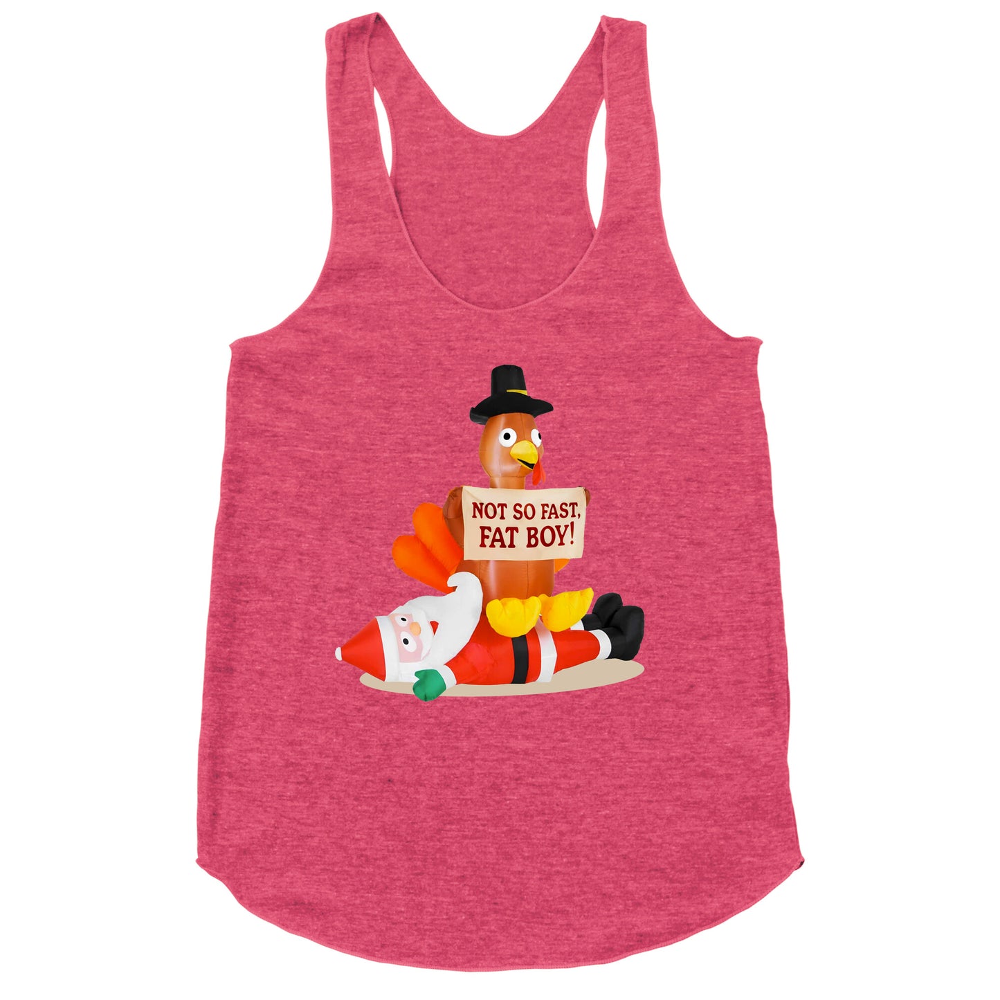Santa Versus Turkey Racerback Tank