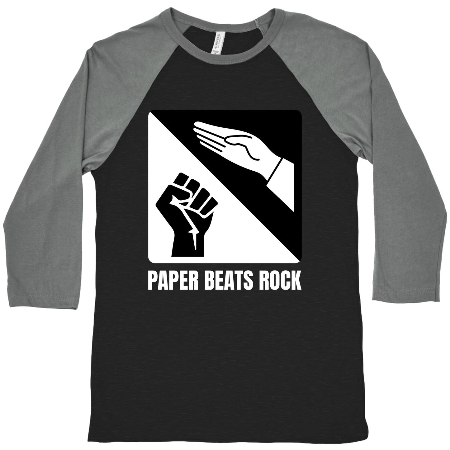 Paper Beats Rock Baseball Tee