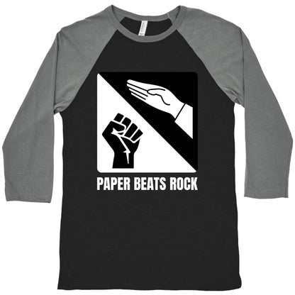 Paper Beats Rock Baseball Tee