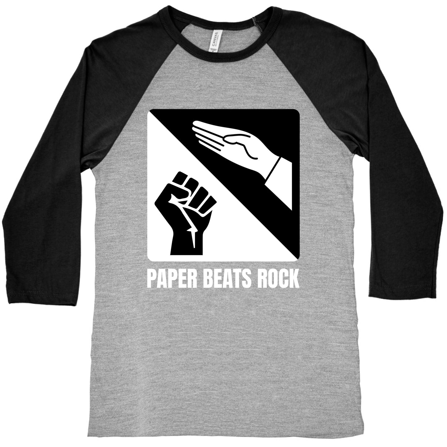 Paper Beats Rock Baseball Tee