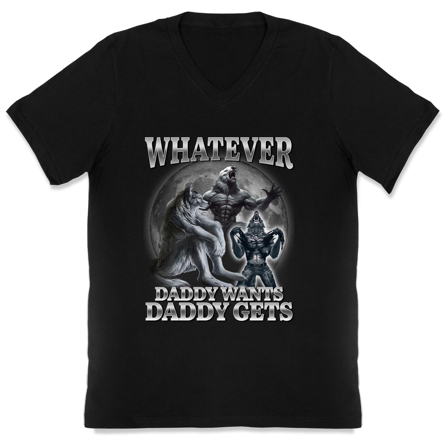 Whatever Daddy Wants Wolf Shirt V-Neck