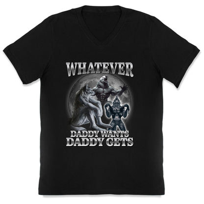 Whatever Daddy Wants Wolf Shirt V-Neck