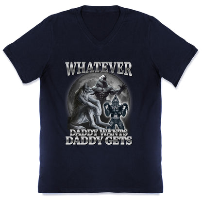 Whatever Daddy Wants Wolf Shirt V-Neck