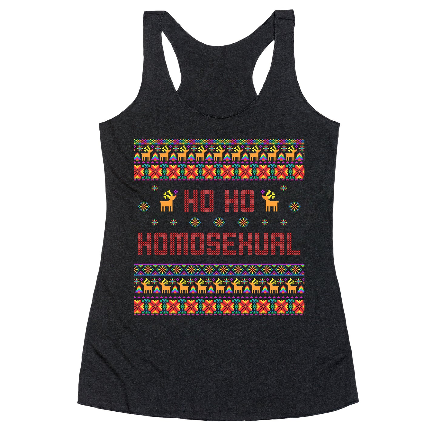 Ho Ho Ho Homosexual Racerback Tank