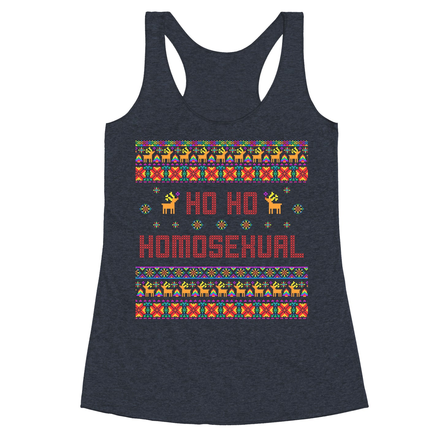 Ho Ho Ho Homosexual Racerback Tank