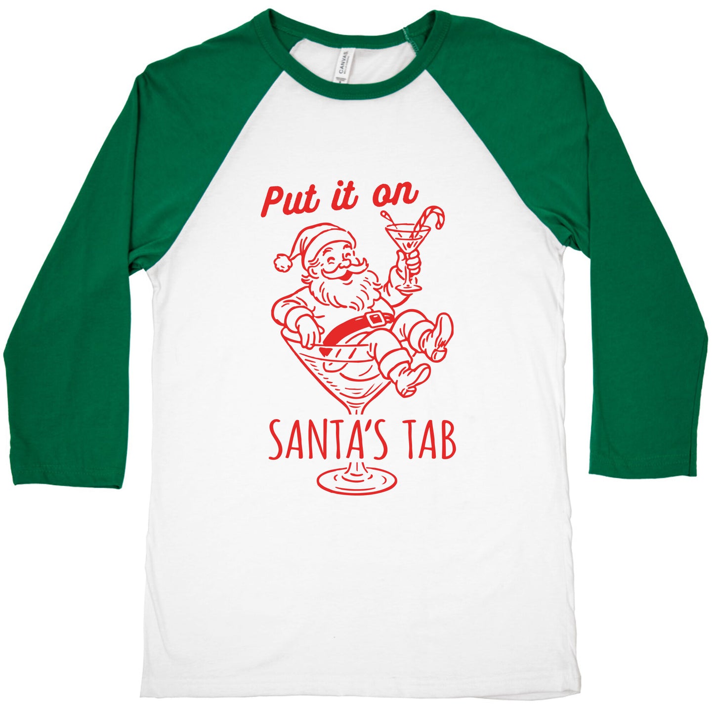 Put it On Santas Tab Baseball Tee