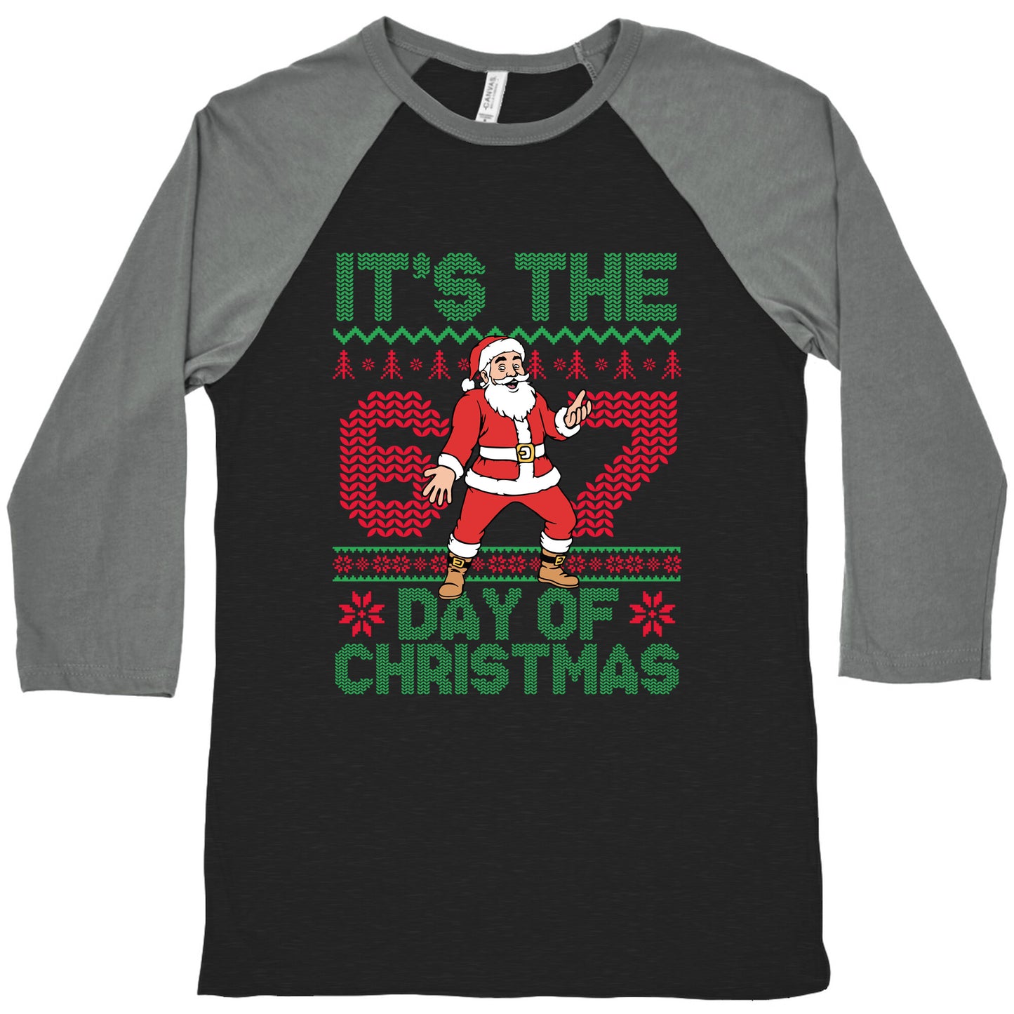 Santa Six Seven Baseball Tee