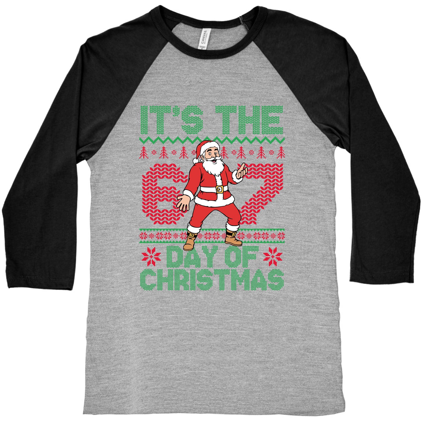 Santa Six Seven Baseball Tee
