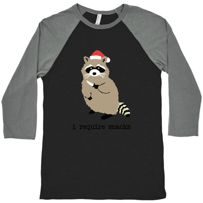 I Require Snacks Baseball Tee