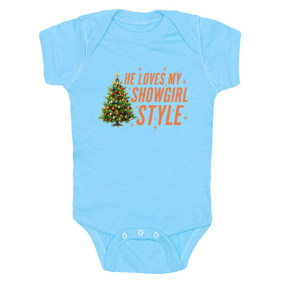 He Loves My Showgirl Style, She Loves my Redwood Tree Baby One-Piece