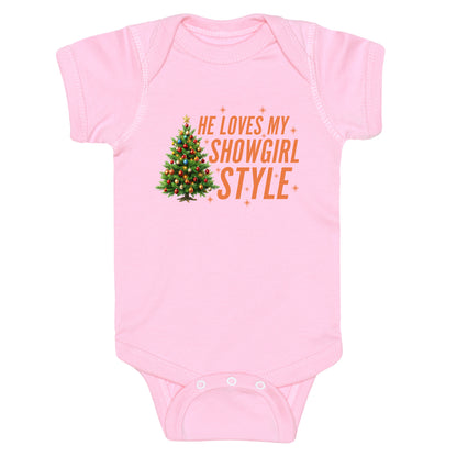 He Loves My Showgirl Style, She Loves my Redwood Tree Baby One-Piece