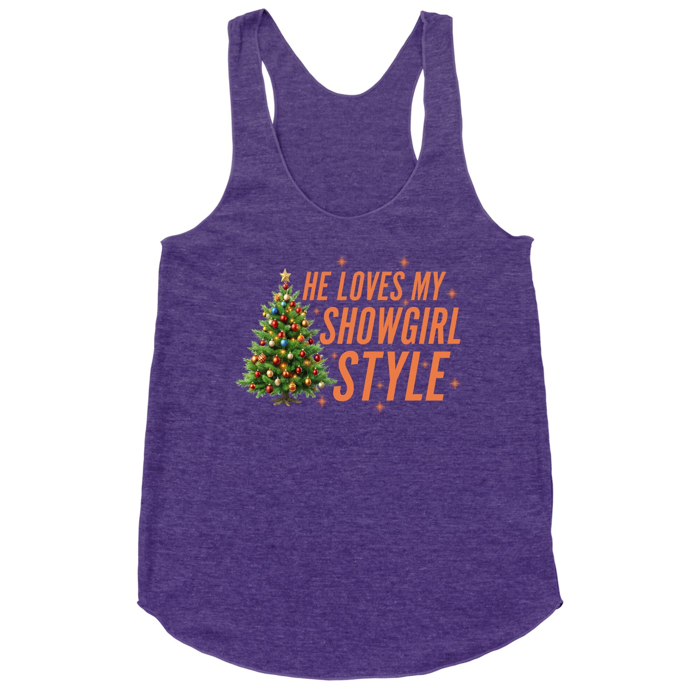 He Loves My Showgirl Style, She Loves my Redwood Tree Racerback Tank