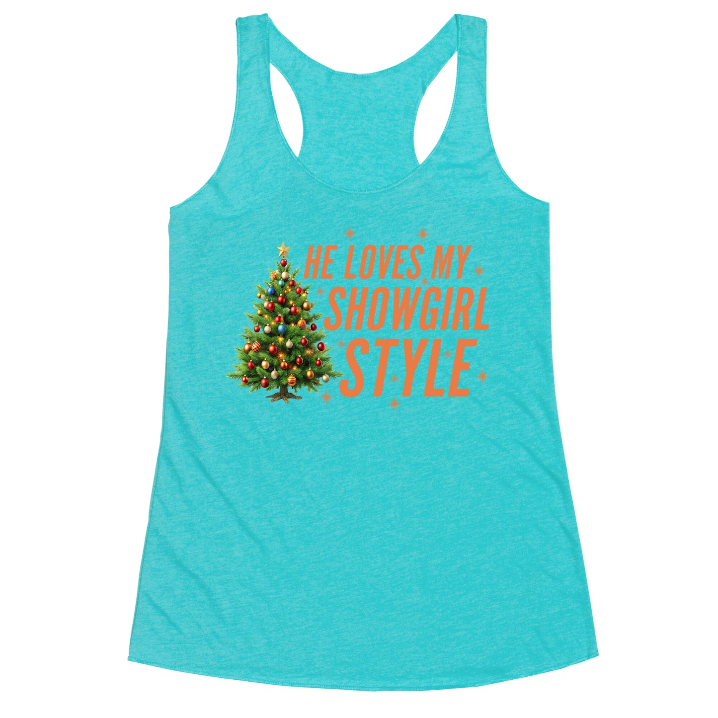 He Loves My Showgirl Style, She Loves my Redwood Tree Racerback Tank