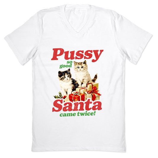 Pussy So Good Santa Came Twice V-Neck