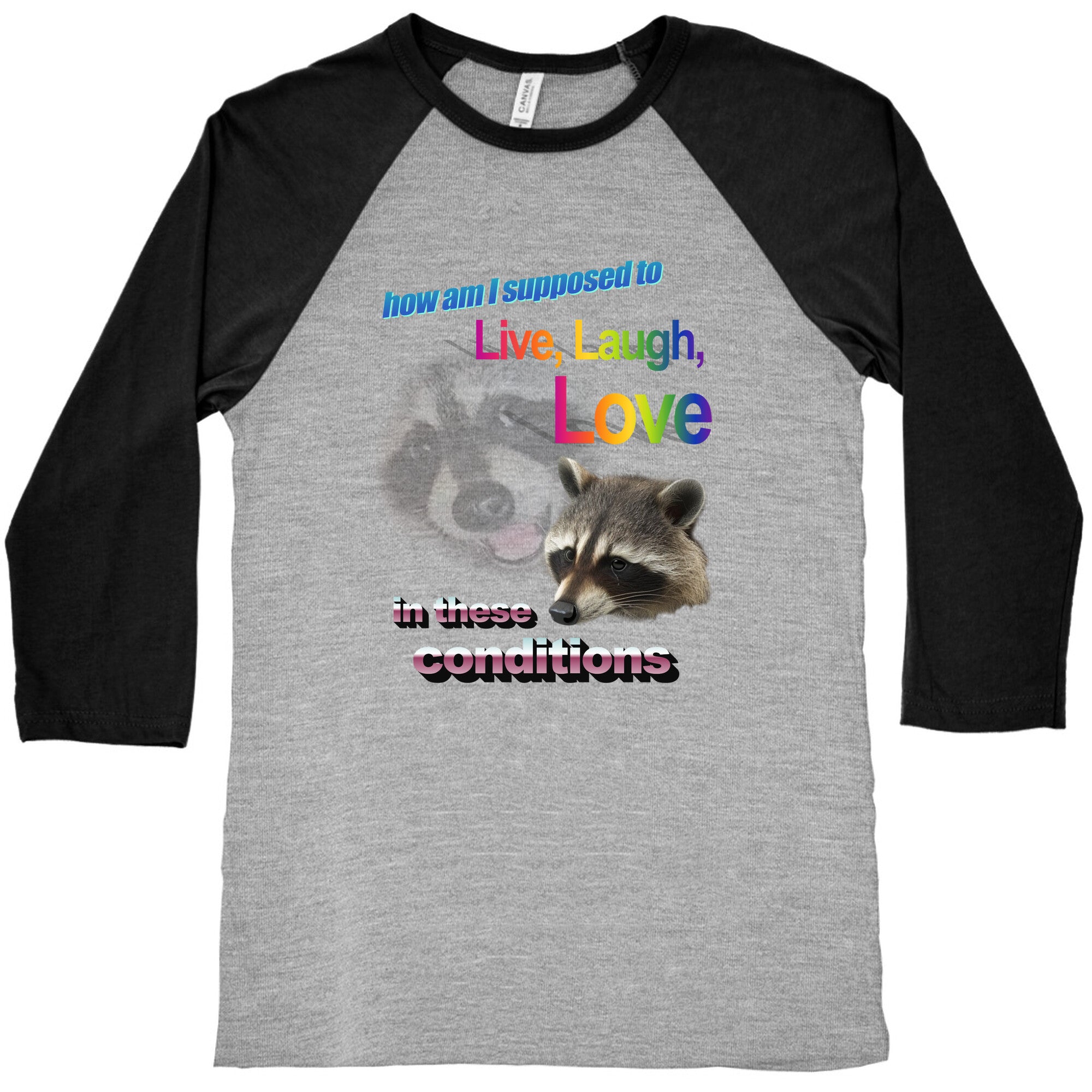 Live Laugh Love Raccoon Baseball Tee