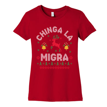 Chinga La Migra Christmas Womens Cotton Tee