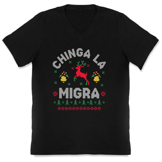 Chinga La Migra Christmas V-Neck