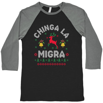 Chinga La Migra Christmas Baseball Tee