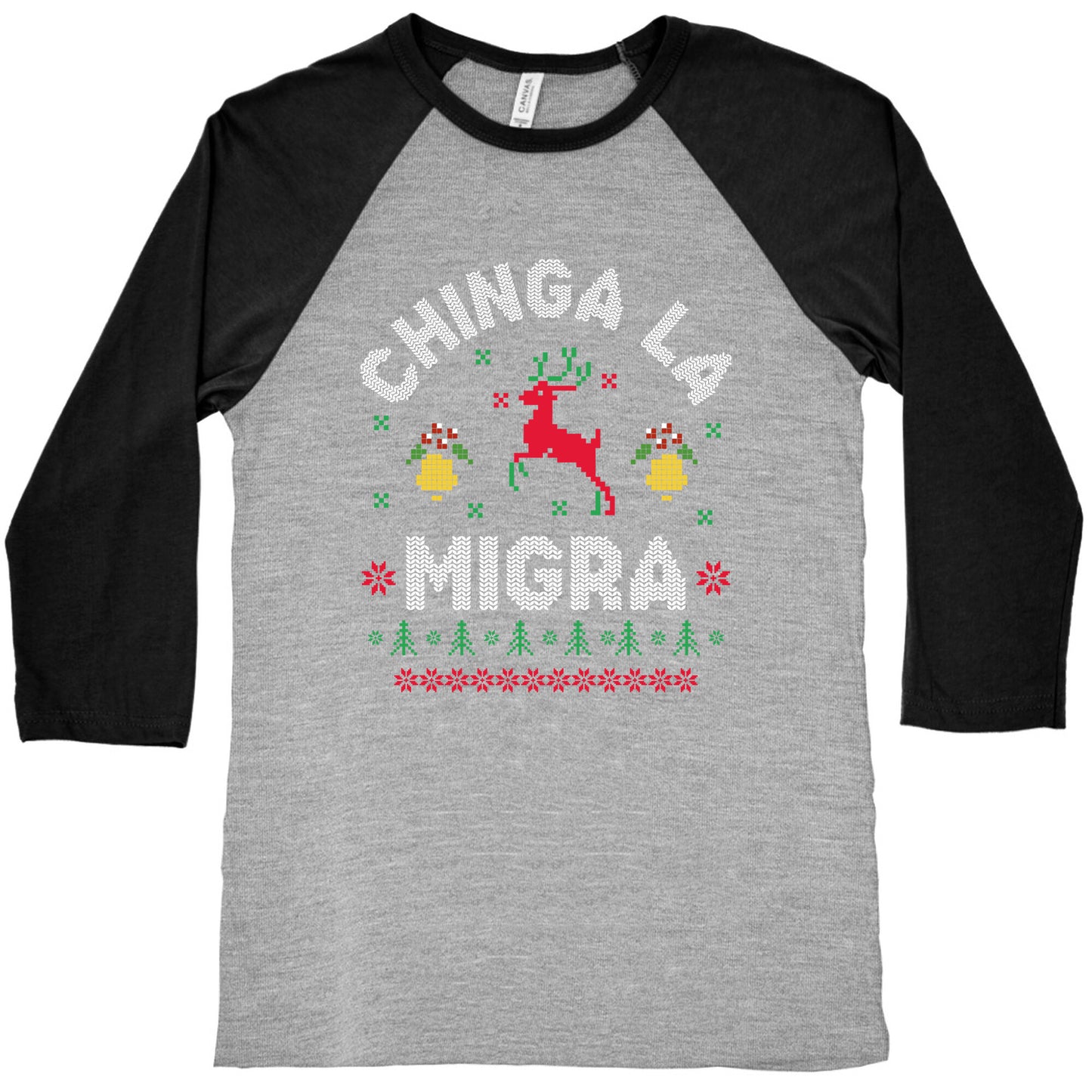 Chinga La Migra Christmas Baseball Tee