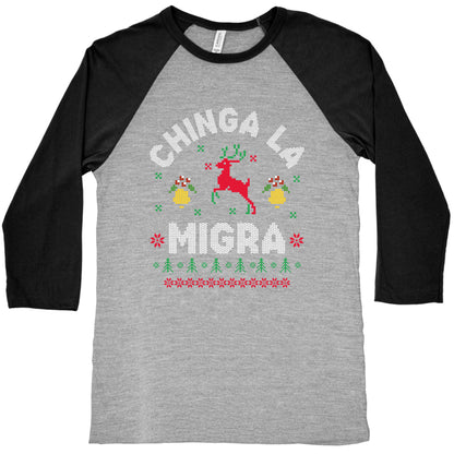Chinga La Migra Christmas Baseball Tee