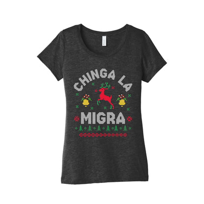 Chinga La Migra Christmas Womens Triblend Tee