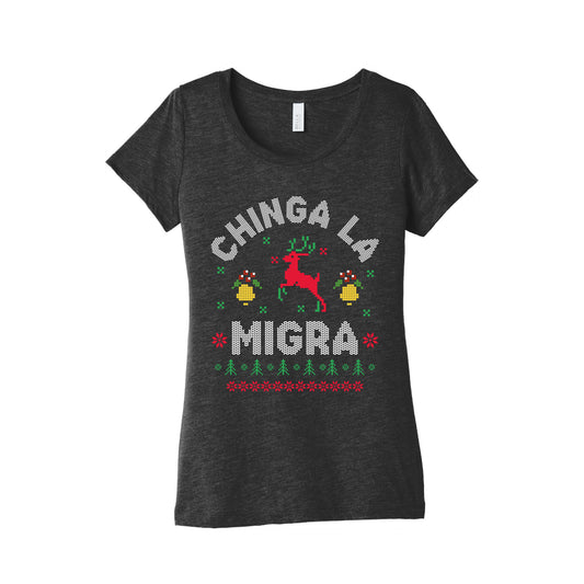 Chinga La Migra Christmas Womens Triblend Tee