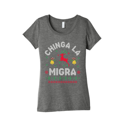 Chinga La Migra Christmas Womens Triblend Tee