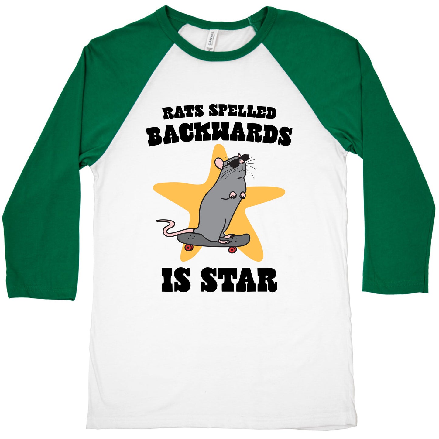 Rats Spelled Backwards is STAR Baseball Tee