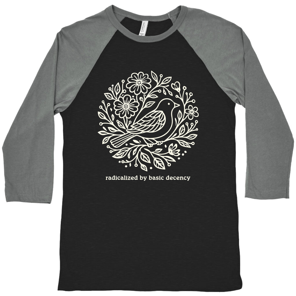Radicalized By Basic Decency Baseball Tee