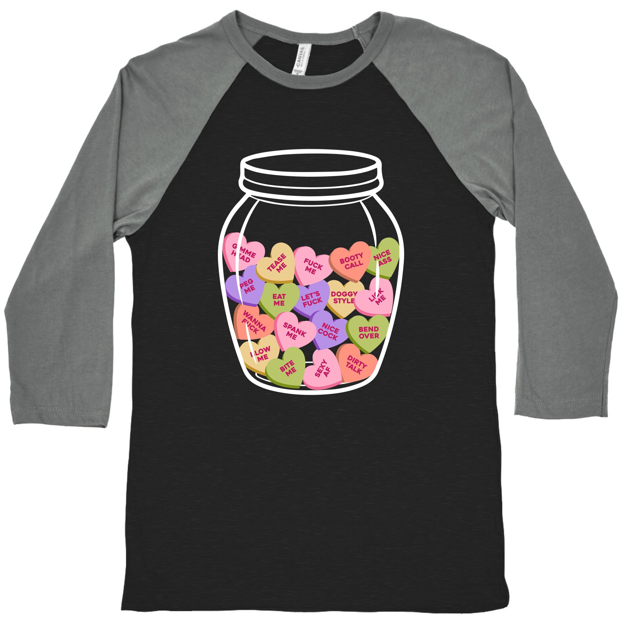 Candy Hearts NSFW Baseball Tee